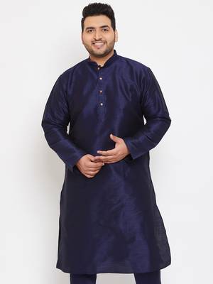 Navy Blue Silk Blend Kurta 2