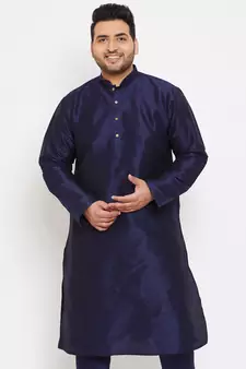 Navy Blue Silk Blend Kurta