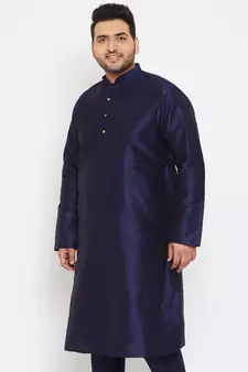 Navy Blue Silk Blend Kurta