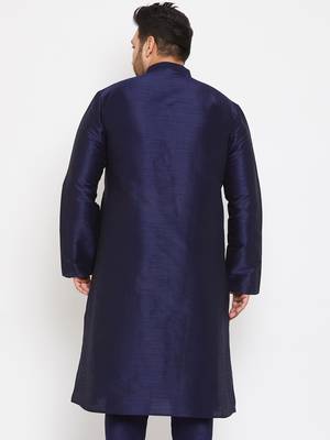 Navy Blue Silk Blend Kurta 4