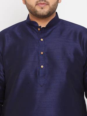 Navy Blue Silk Blend Kurta 5