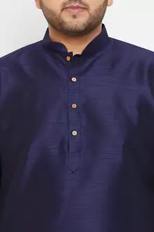 Navy Blue Silk Blend Kurta
