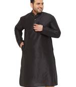 Men'S Black Silk Blend Kurta