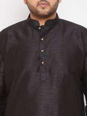 Men'S Black Silk Blend Kurta 5