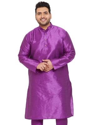 Men'S Purple Silk Blend Kurta 1