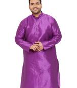 Men'S Purple Silk Blend Kurta