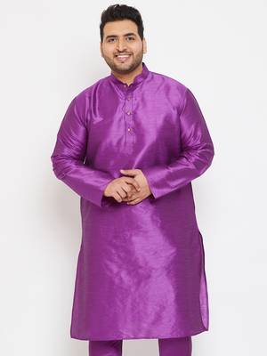 Men'S Purple Silk Blend Kurta 2