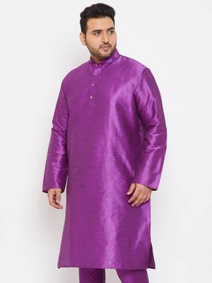 Men'S Purple Silk Blend Kurta 3
