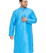 Men'S Aqua Blue Silk Blend Kurta