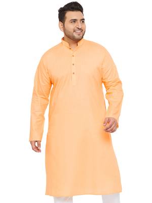 Men'S Fawn Cotton Blend Kurta 1