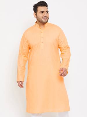 Men'S Fawn Cotton Blend Kurta 2