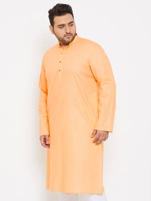 Men'S Fawn Cotton Blend Kurta 3