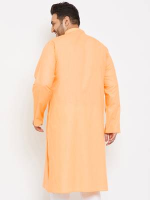 Men'S Fawn Cotton Blend Kurta 4