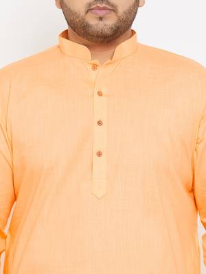 Men'S Fawn Cotton Blend Kurta 5