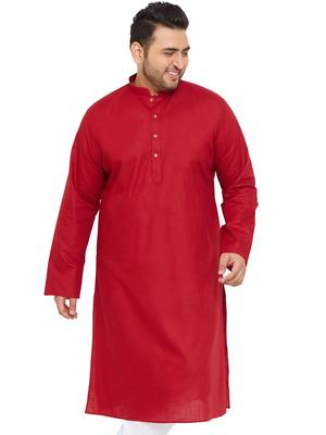 Men'S Maroon Cotton Blend Kurta 1