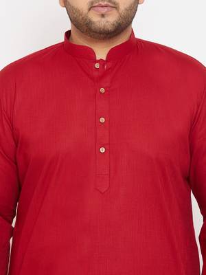Men'S Maroon Cotton Blend Kurta 5