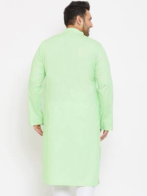 Men'S Mint Green Cotton Blend Kurta 4