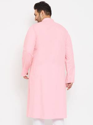 Men'S Pink Cotton Blend Kurta 4