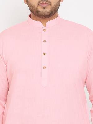 Men'S Pink Cotton Blend Kurta 5