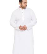 Men'S White Cotton Blend Kurta