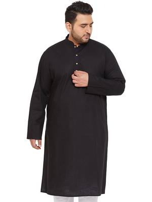 Men'S Black Cotton Blend Kurta 1