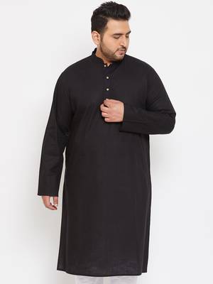 Men'S Black Cotton Blend Kurta 2