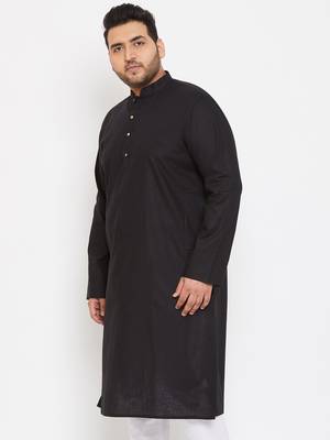Men'S Black Cotton Blend Kurta 3