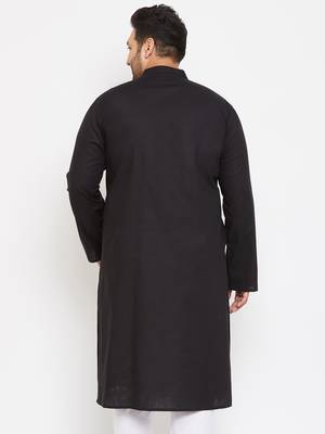Men'S Black Cotton Blend Kurta 4