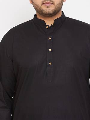 Men'S Black Cotton Blend Kurta 5