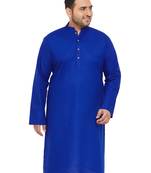 Men'S Blue Cotton Blend Kurta