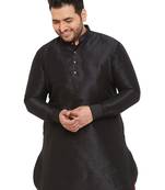 Men'S Black Silk Blend Kurta