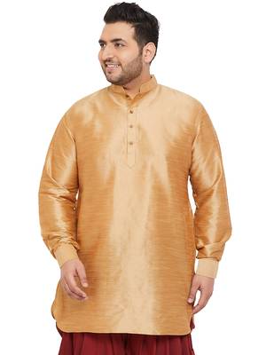 Men'S Rose Gold Silk Blend Kurta 1
