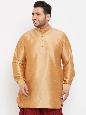 Men'S Rose Gold Silk Blend Kurta 2