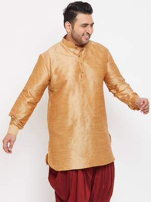 Men'S Rose Gold Silk Blend Kurta 3
