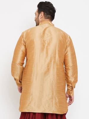 Men'S Rose Gold Silk Blend Kurta 4