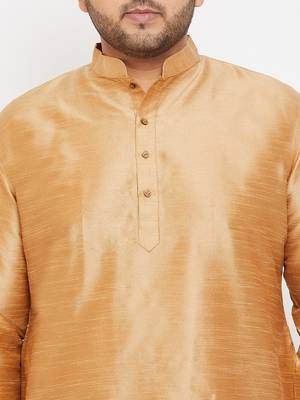 Men'S Rose Gold Silk Blend Kurta 5