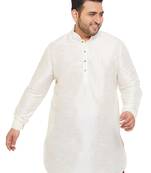 Men'S Cream Silk Blend Kurta