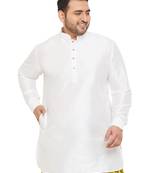 Men'S White Silk Blend Kurta