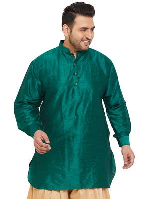 Men'S Green Silk Blend Kurta 1