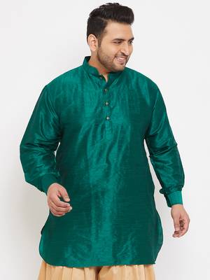 Men'S Green Silk Blend Kurta 2