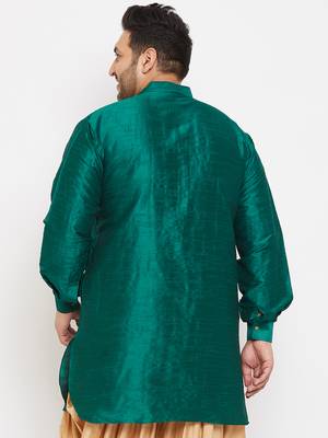 Men'S Green Silk Blend Kurta 4