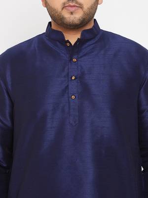 Men'S Navy Blue And Maroon Silk Blend Kurta And Dhoti Set 5
