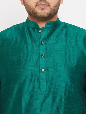 Men'S Green And Rose Gold Silk Blend Kurta And Dhoti Set 5