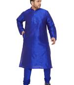 Men'S Blue Silk Blend Kurta Pyjama Set