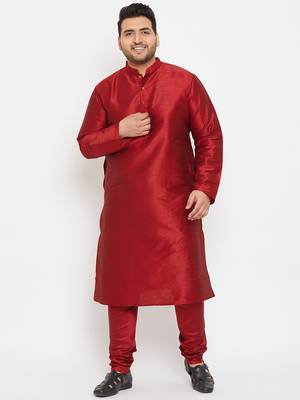 Men'S Maroon Silk Blend Kurta Pyjama Set 2