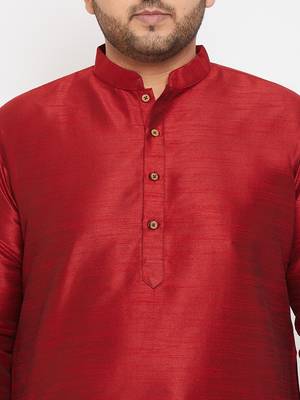 Men'S Maroon Silk Blend Kurta Pyjama Set 5