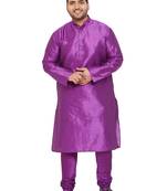 Men'S Purple Silk Blend Kurta Pyjama Set