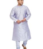 Men's Lavender Blue Silk Blend Kurta Pyjama Set