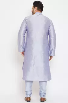 Men's Lavender Blue Silk Blend Kurta Pyjama Set