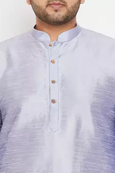Men's Lavender Blue Silk Blend Kurta Pyjama Set